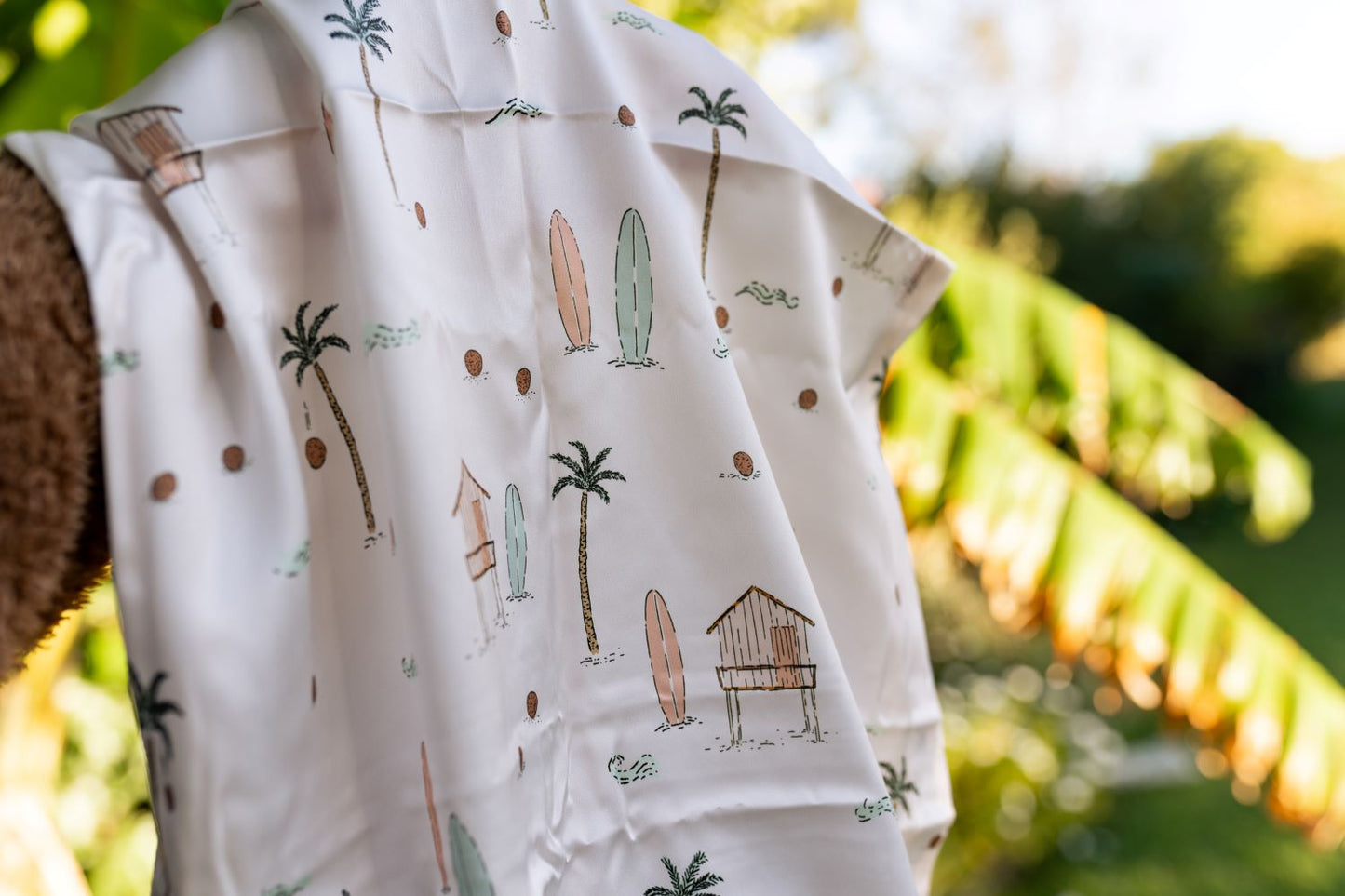 Silk Cot Slip -  Beach house and Palm trees