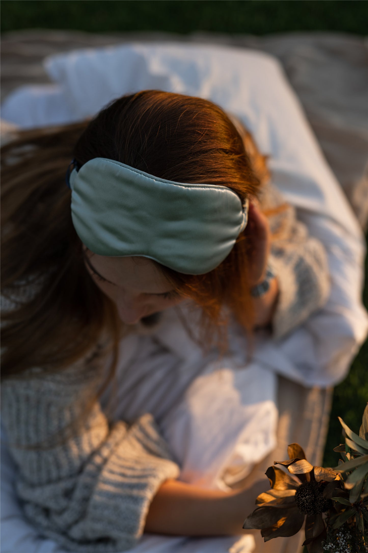 22 Momme Silk Sleep Mask - Eggshell Blue