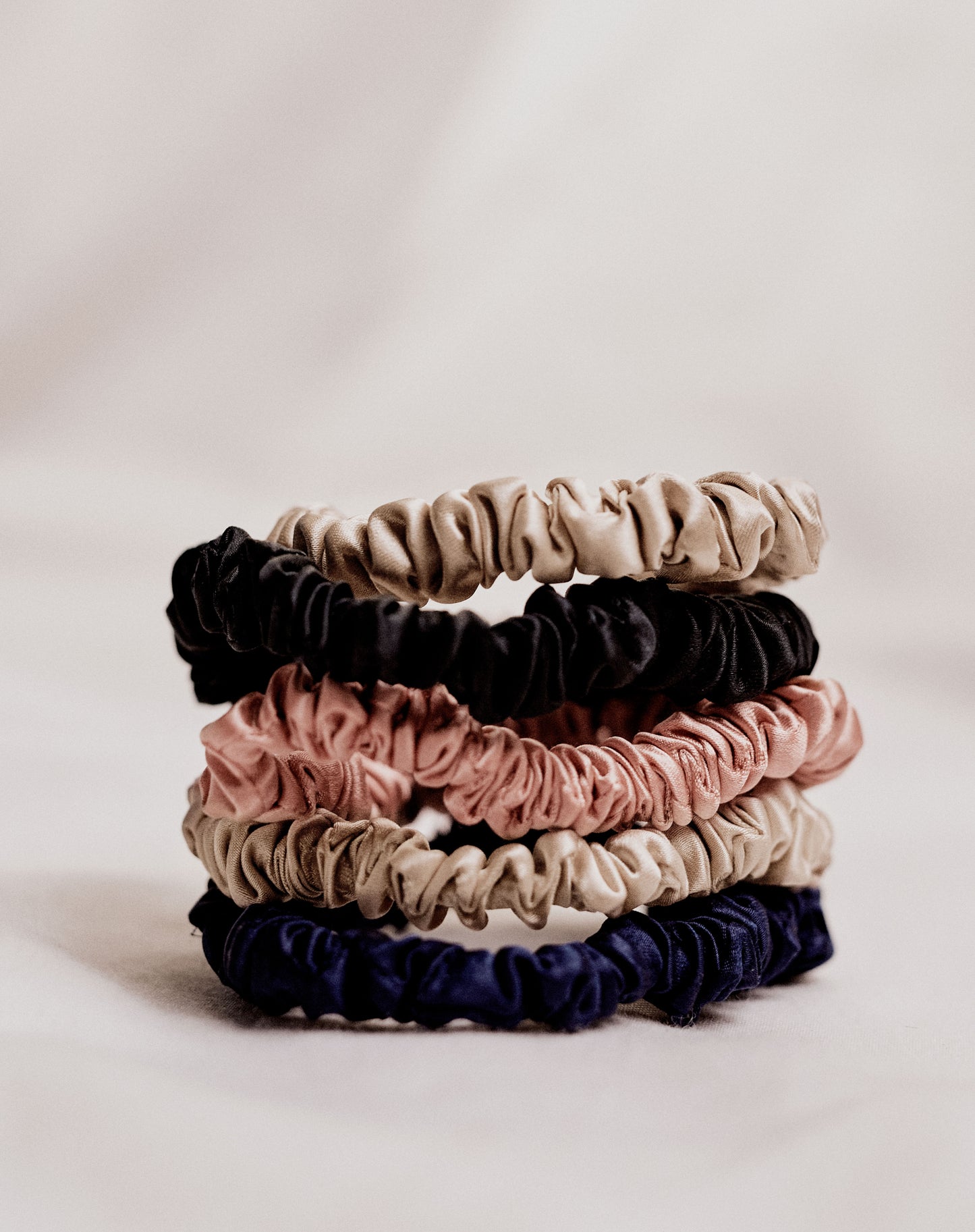 100% Mulberry Silk Scrunchies – small pack of five | 22 momme | Mixed colors